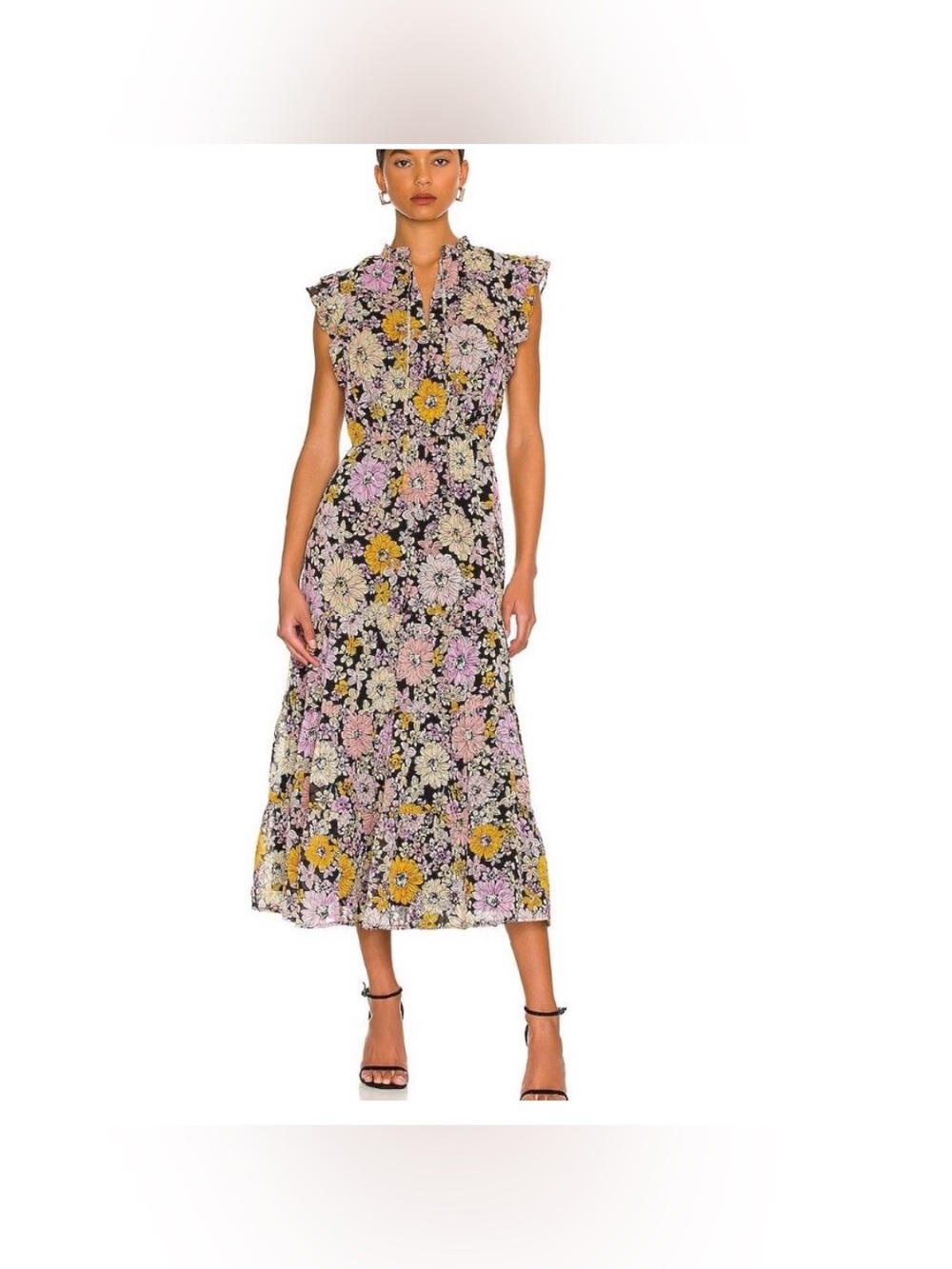 NWOT Steve Madden BB Dakota
Orange Blossom Floral
Print Ruffle Midi Dress - XS